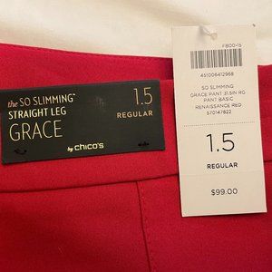 NWT Red So Slimming Chico's Pants